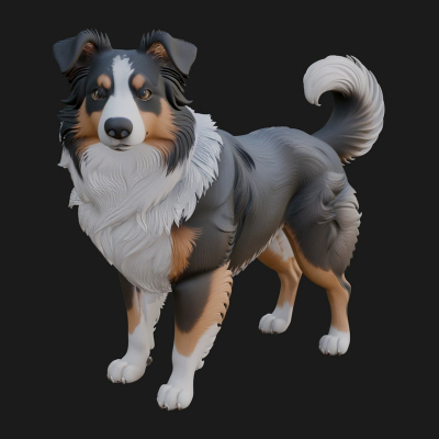 Border Collie Dog Statue Design 4 3D Print Model