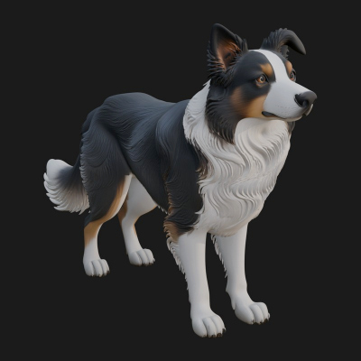 Border Collie Dog Statue Design 5 3D Print Model