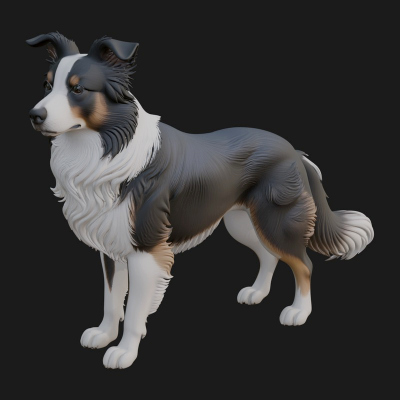 Border Collie Dog Statue Design 6 3D Print Model