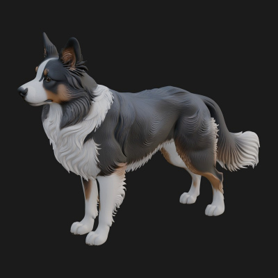 Border Collie Dog Statue Design 7 3D Print Model