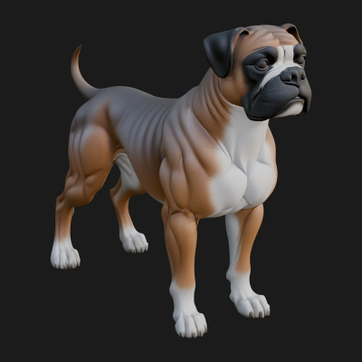 Boxer Dog Statue Design 1 3D Print Model