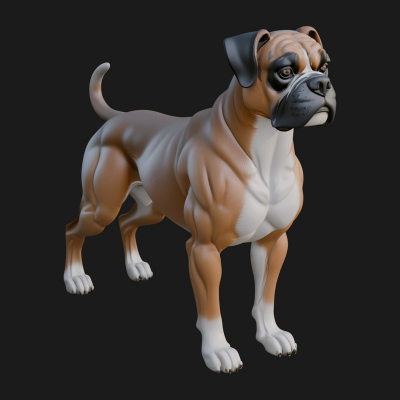 Boxer Dog Statue Design 2 3D Print Model