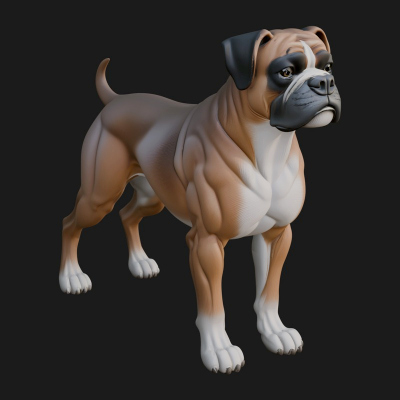 Boxer Dog Statue Design 3 3D Print Model