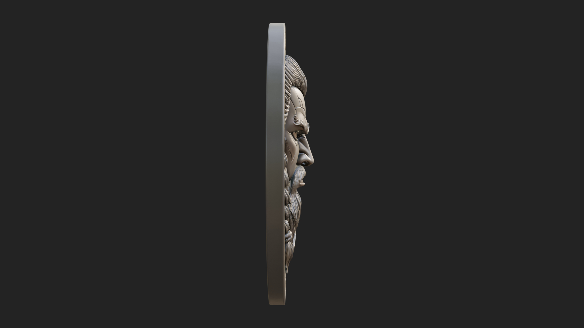 Braided Beard Viking Oval Plaque Design 1 3D Print Model 3D Model