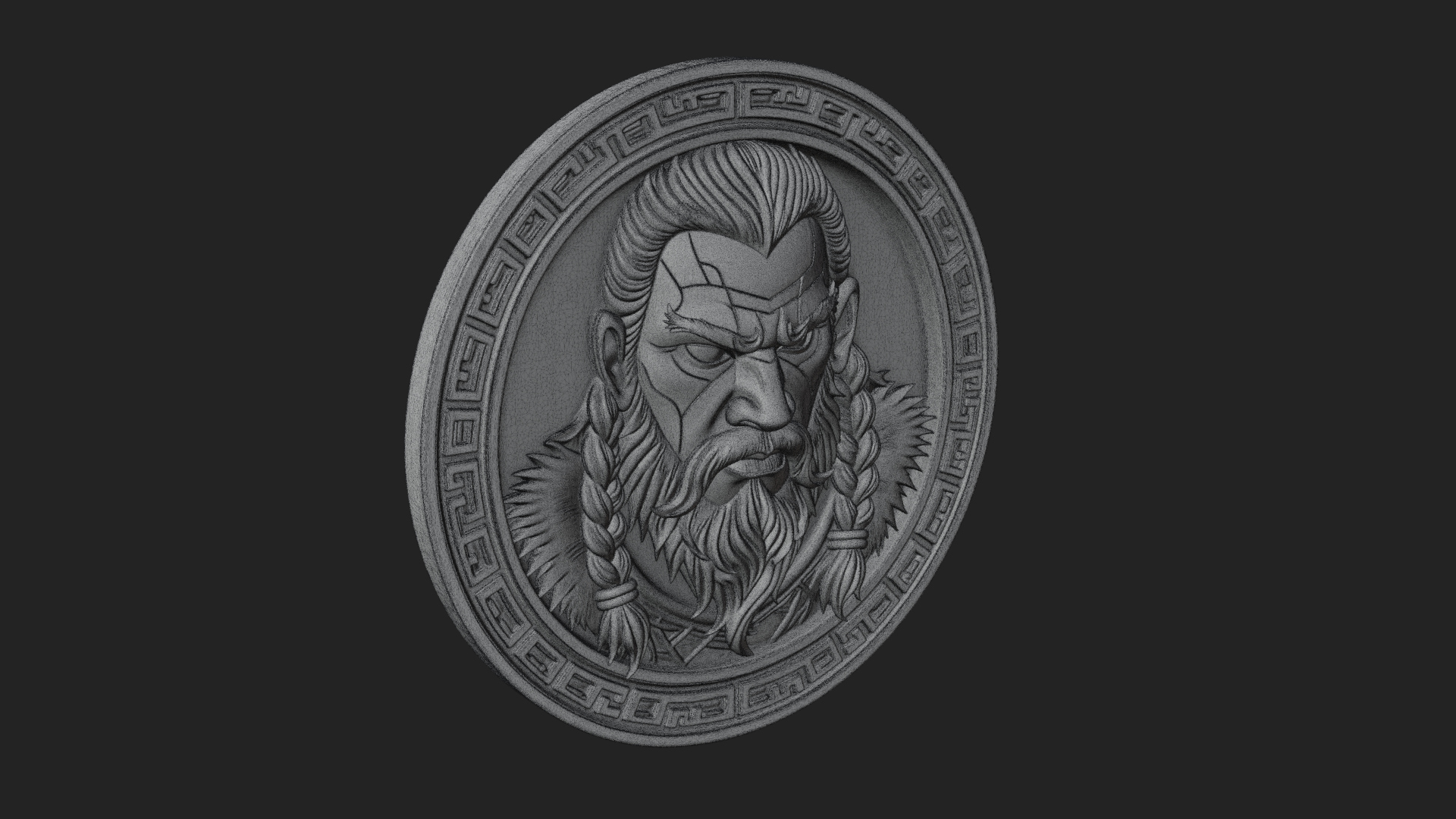 Braided Beard Viking Oval Plaque Design 1 3D Print Model 3D Model