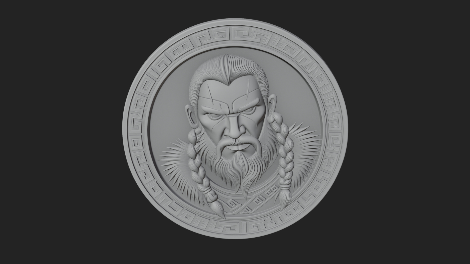 Braided Beard Viking Oval Plaque Design 2 3D Print Model 3D Model