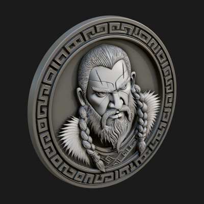 Braided Beard Viking Oval Plaque Design 2 3D Print Model