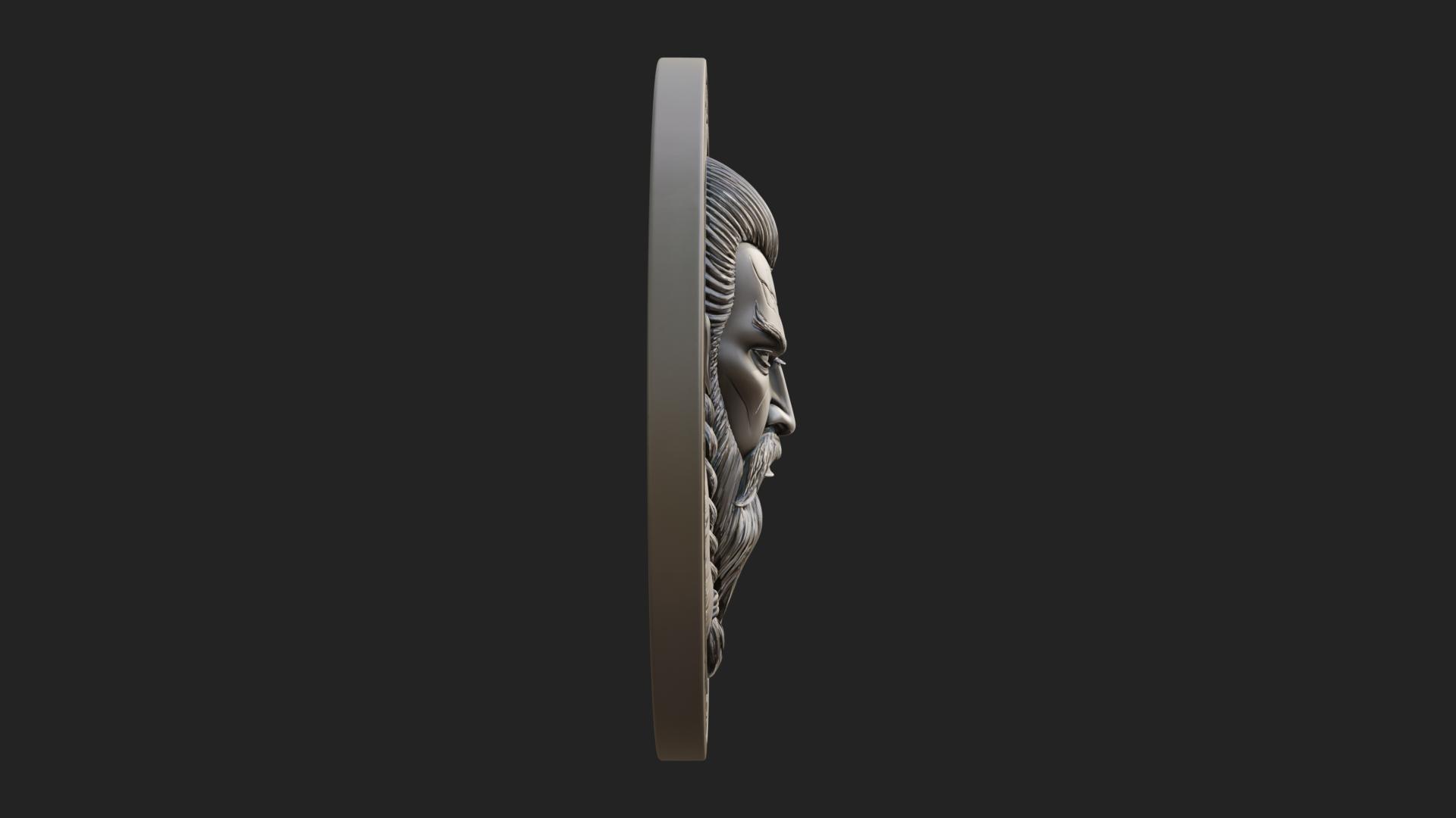 Braided Beard Viking Oval Plaque Design 3 3D Print Model 3D Model