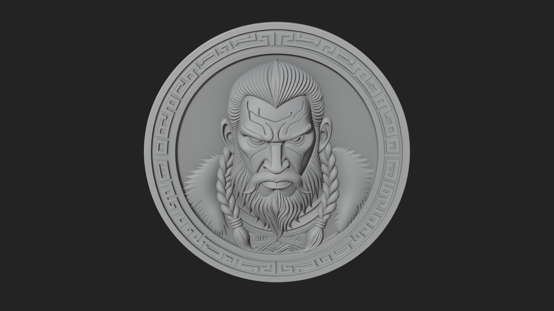 Braided Beard Viking Oval Plaque Design 3 3D Print Model 3D Model