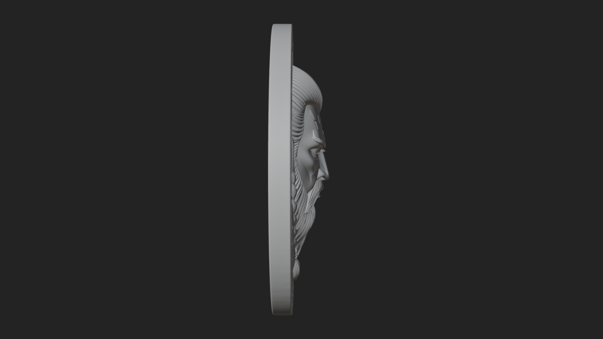 Braided Beard Viking Oval Plaque Design 3 3D Print Model 3D Model