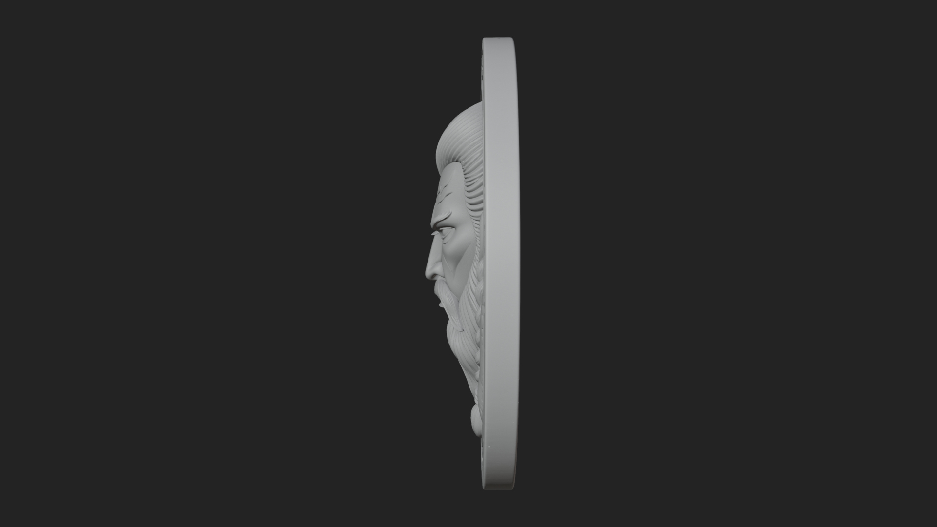 Braided Beard Viking Oval Plaque Design 3 3D Print Model 3D Model