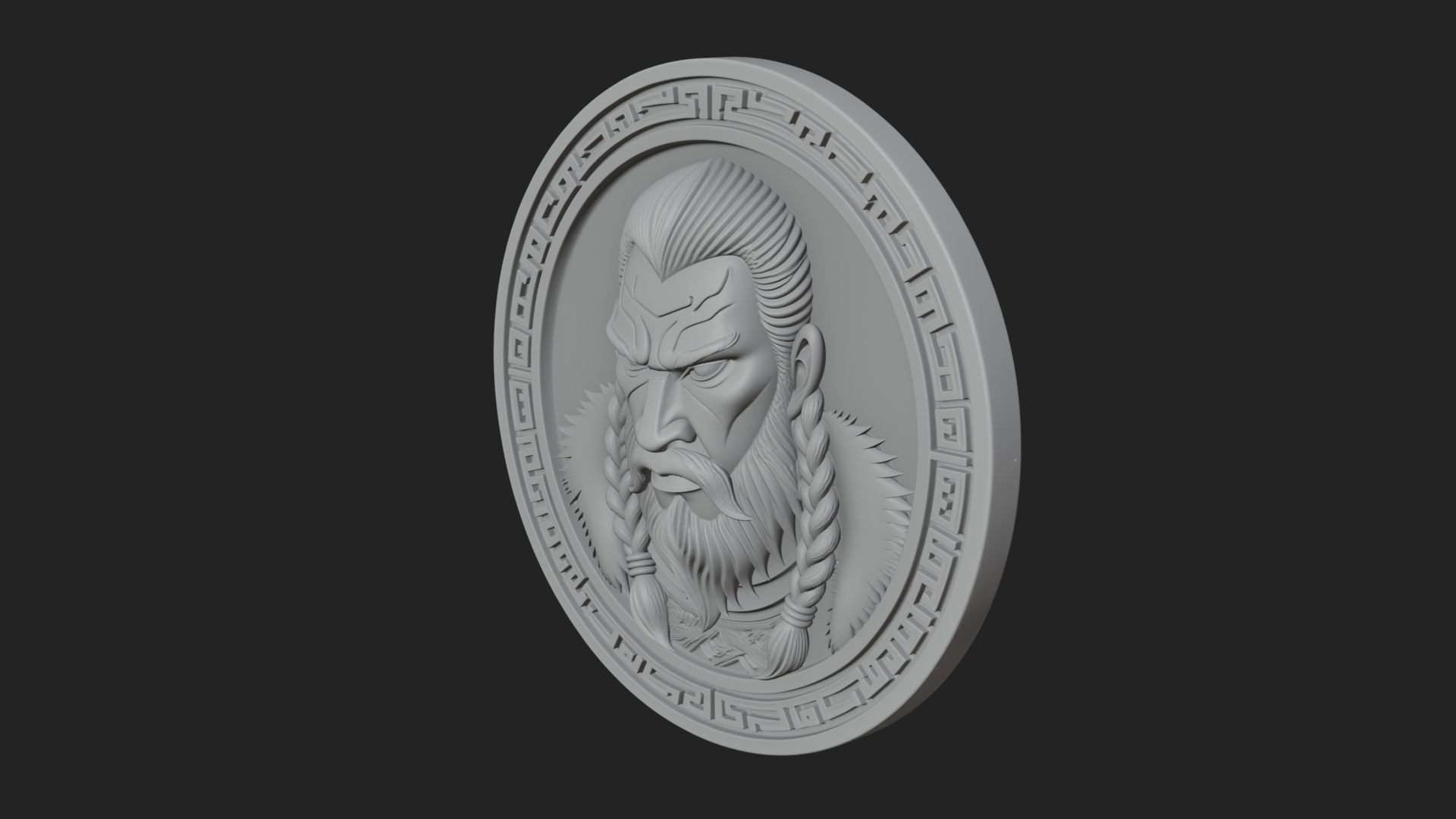 Braided Beard Viking Oval Plaque Design 3 3D Print Model 3D Model