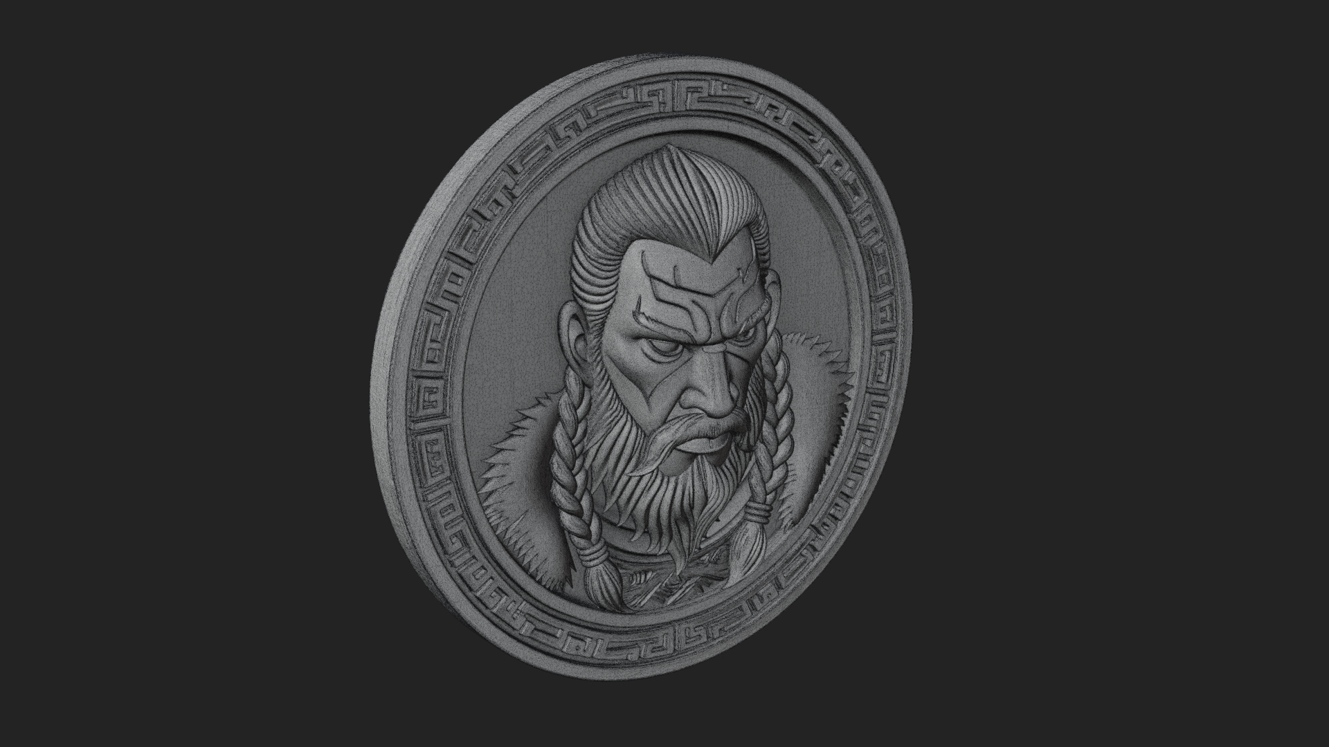 Braided Beard Viking Oval Plaque Design 3 3D Print Model 3D Model