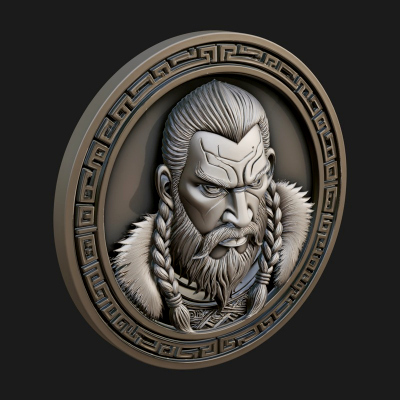 Braided Beard Viking Oval Plaque Design 3 3D Print Model