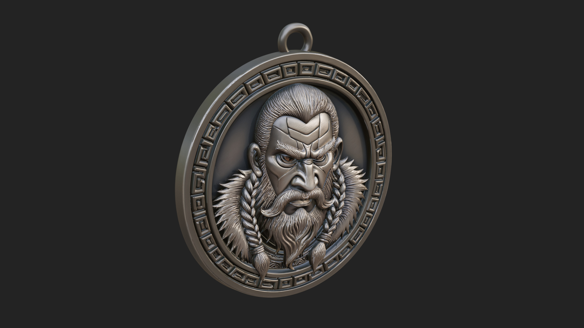 Braided Beard Viking Oval Plaque Design 4 3D Print Model 3D Model
