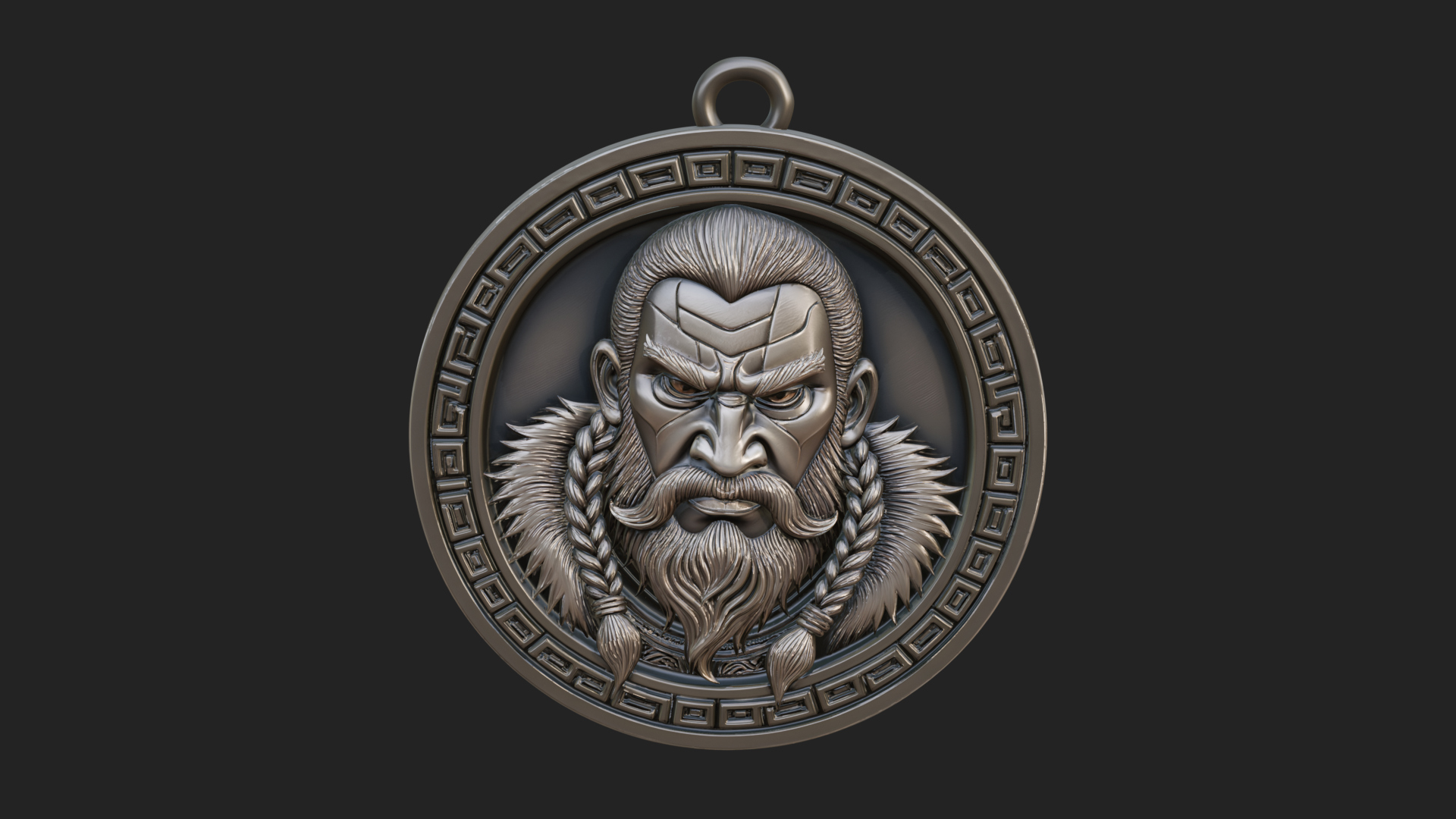Braided Beard Viking Oval Plaque Design 4 3D Print Model 3D Model