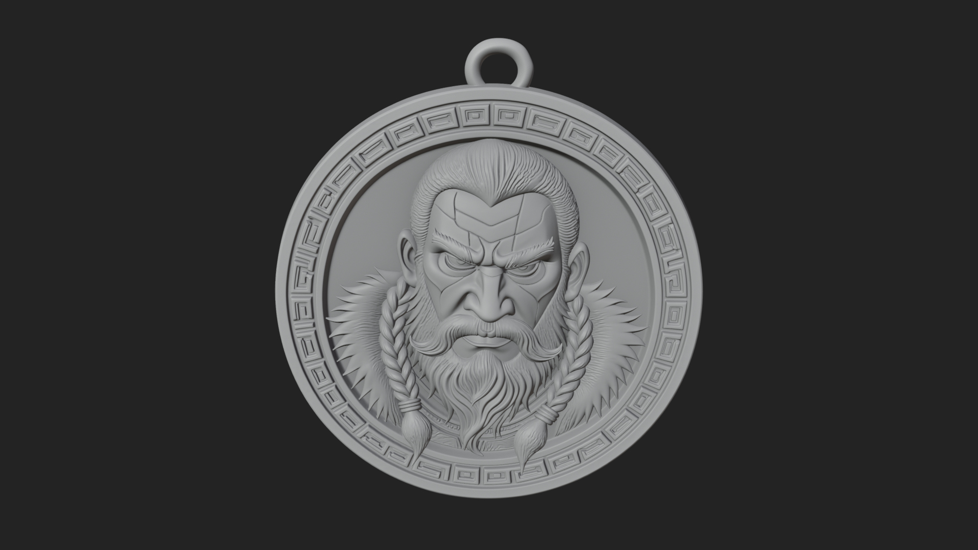 Braided Beard Viking Oval Plaque Design 4 3D Print Model 3D Model