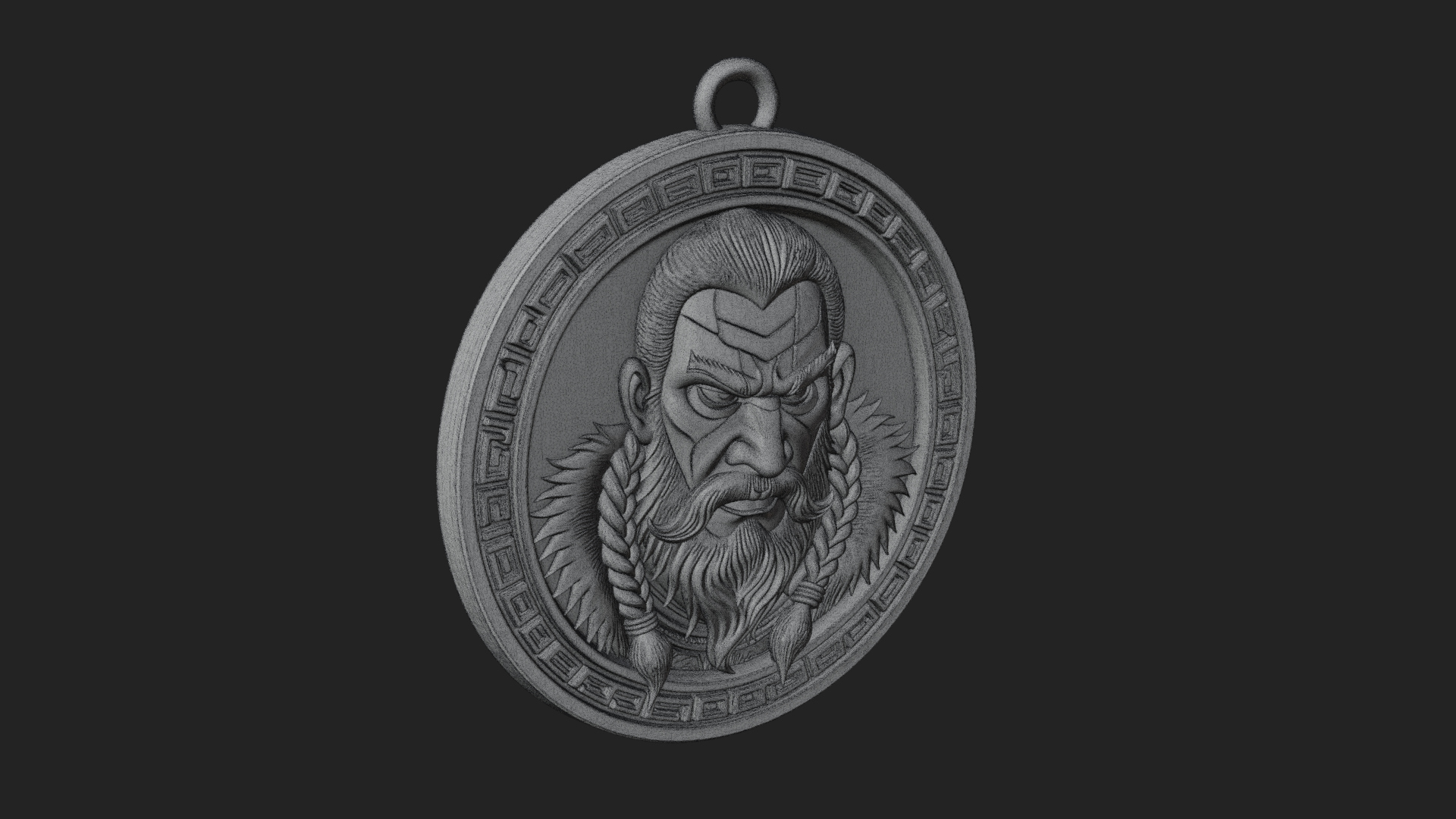 Braided Beard Viking Oval Plaque Design 4 3D Print Model 3D Model