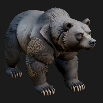 Brown Bear Statue Design 1 3D Print Model