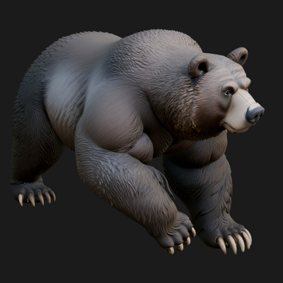 Brown Bear Statue Design 2 3D Print Model
