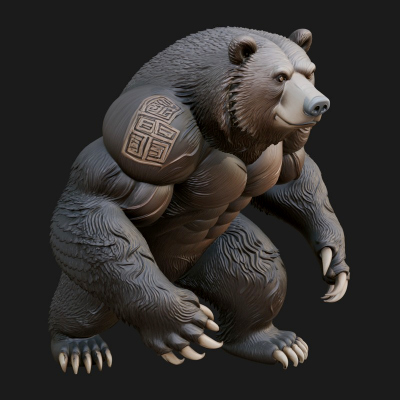 Brown Bear Statue Design 3 3D Print Model