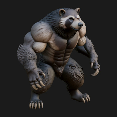 Brown Bear Statue Design 4 3D Print Model