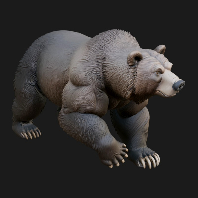 Brown Bear Statue Design 6 3D Print Model