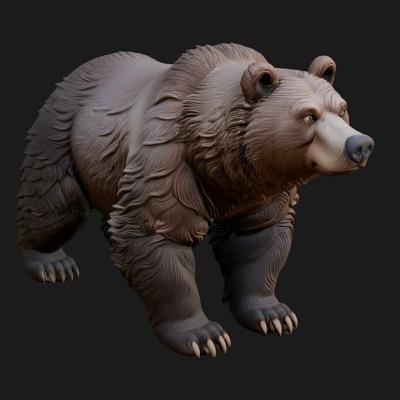 Brown Bear Statue Design 7 3D Print Model