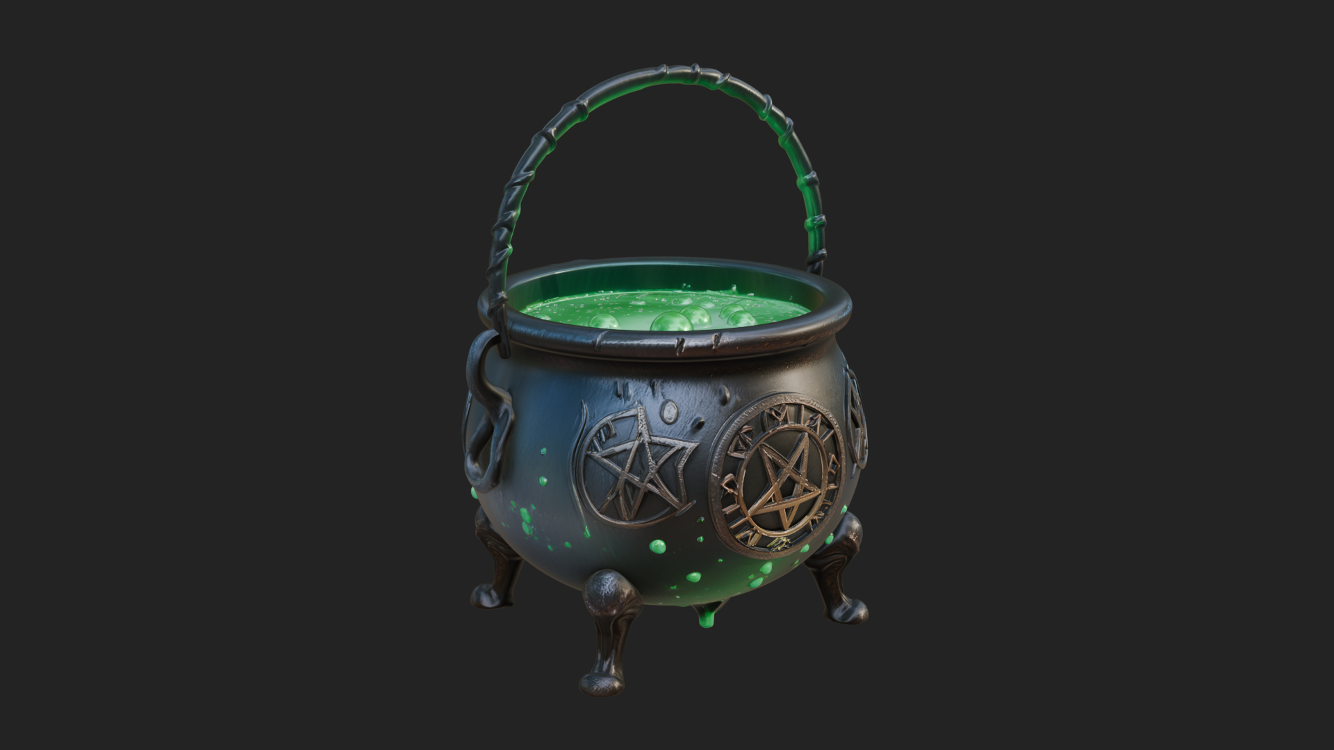 Bubbling Witch Cauldron Model Design 1 3D Print Model 3D Model