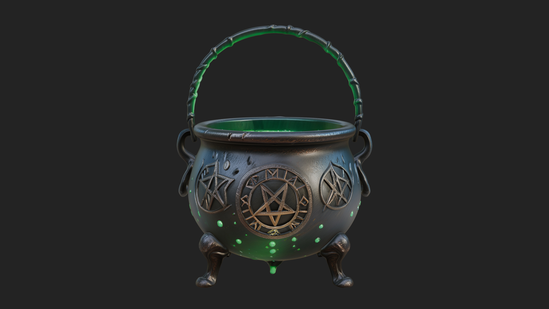 Bubbling Witch Cauldron Model Design 1 3D Print Model 3D Model