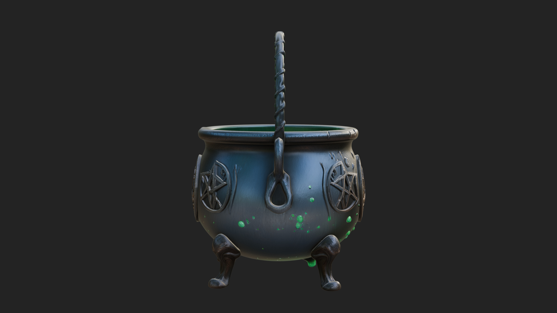 Bubbling Witch Cauldron Model Design 1 3D Print Model 3D Model