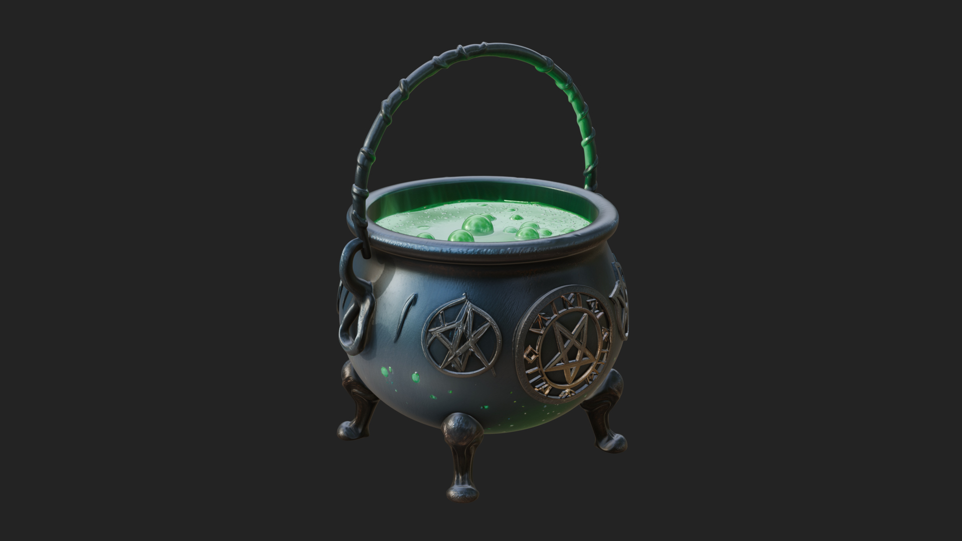 Bubbling Witch Cauldron Model Design 1 3D Print Model 3D Model