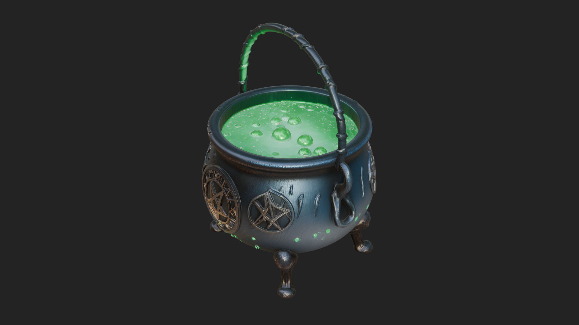 Bubbling Witch Cauldron Model Design 1 3D Print Model 3D Model