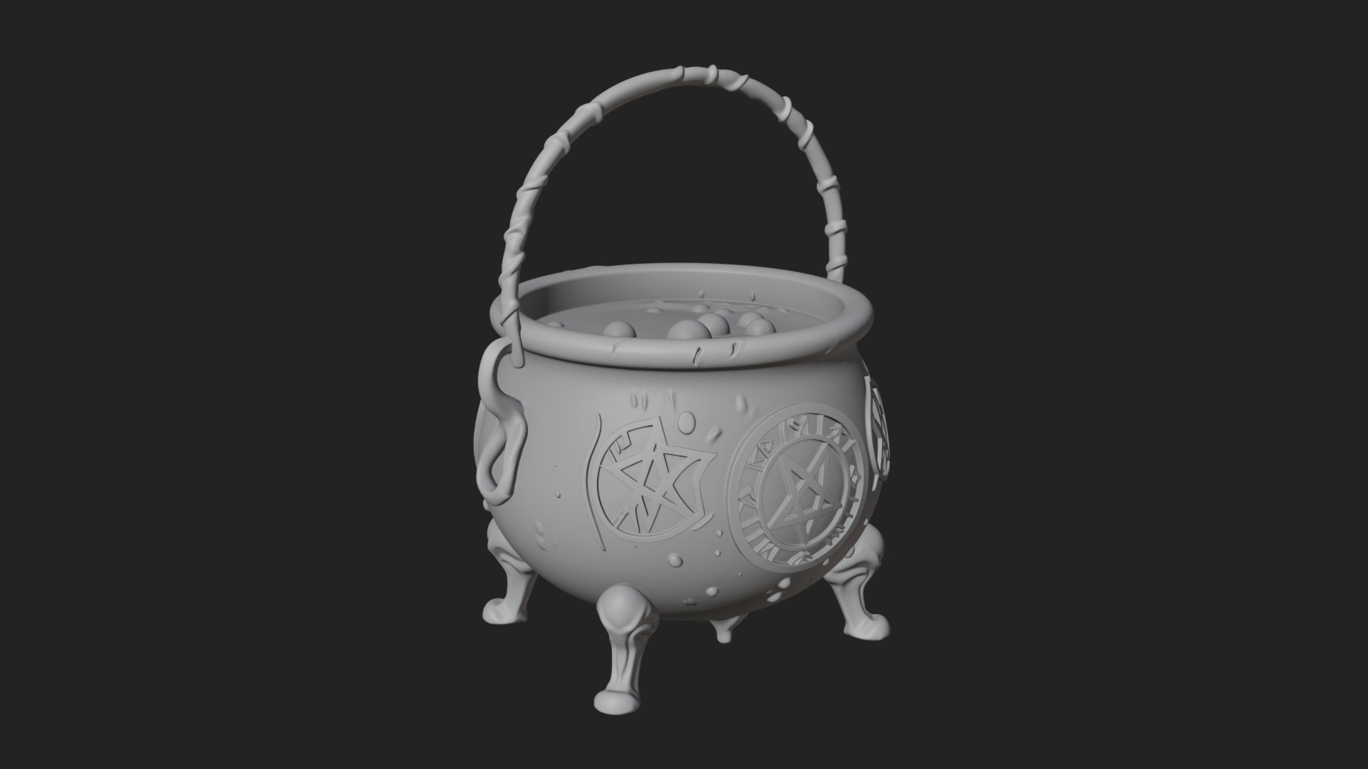 Bubbling Witch Cauldron Model Design 1 3D Print Model 3D Model