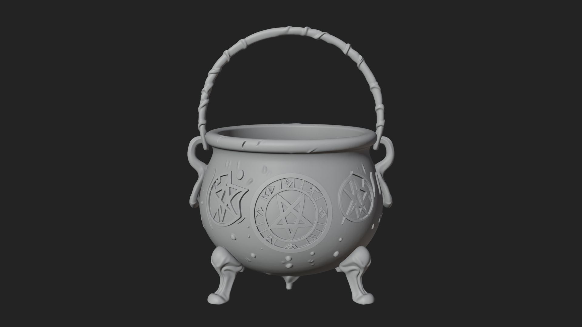 Bubbling Witch Cauldron Model Design 1 3D Print Model 3D Model