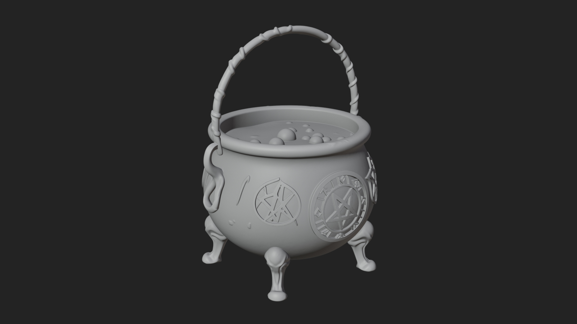 Bubbling Witch Cauldron Model Design 1 3D Print Model 3D Model