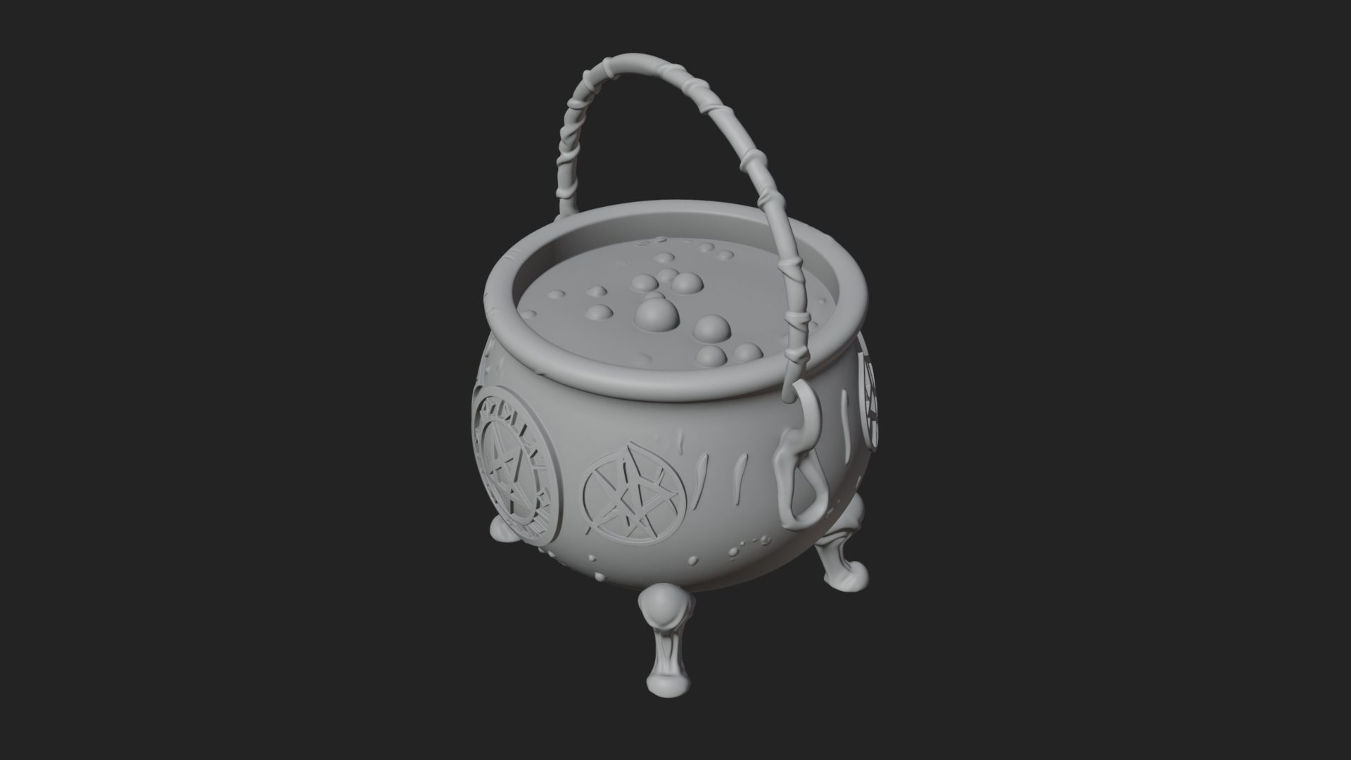 Bubbling Witch Cauldron Model Design 1 3D Print Model 3D Model