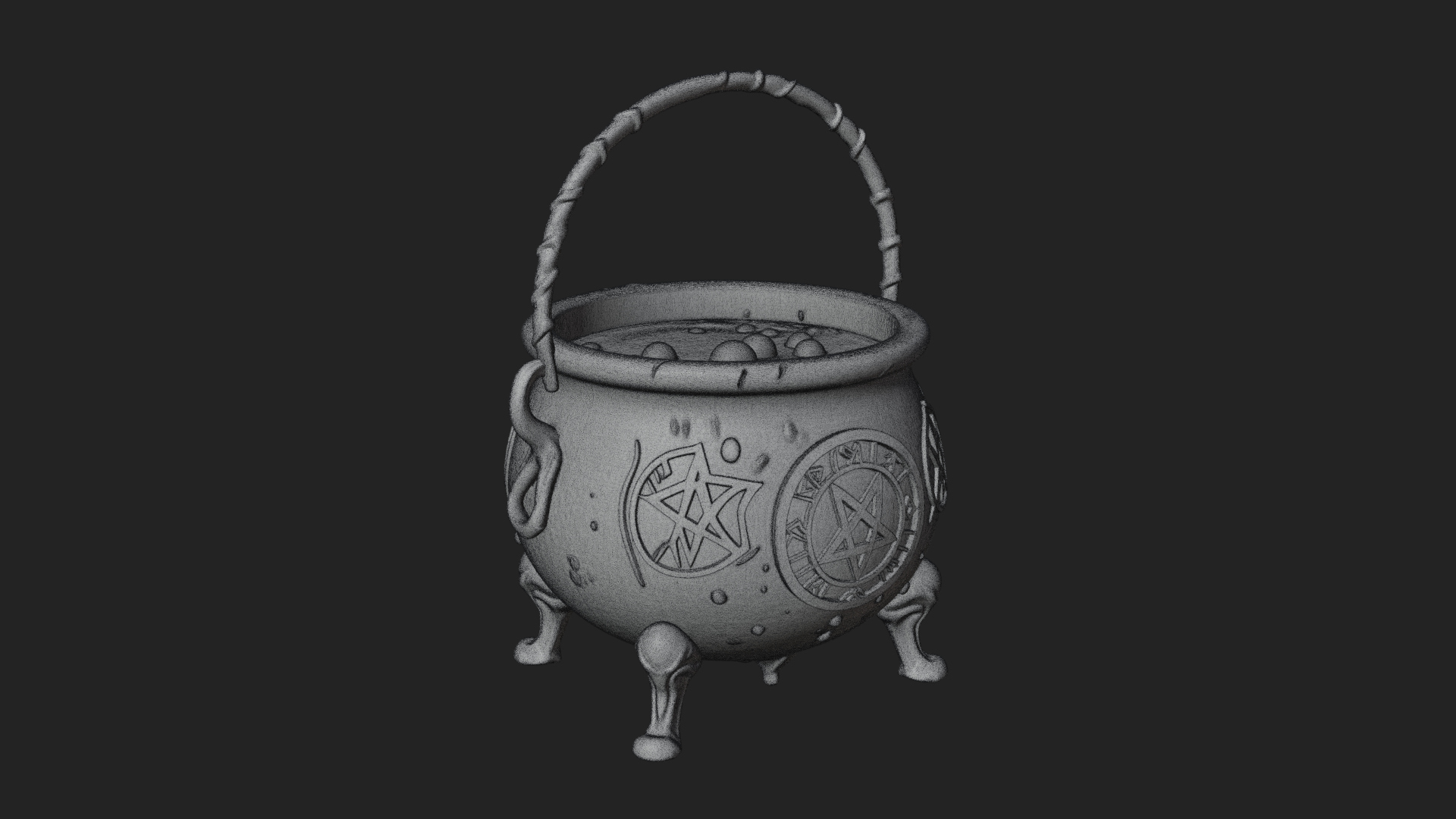 Bubbling Witch Cauldron Model Design 1 3D Print Model 3D Model