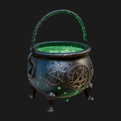 Bubbling Witch Cauldron Model Design 1 3D Print Model