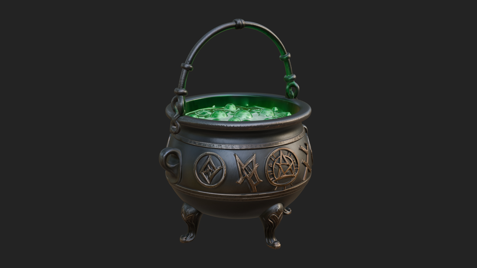 Bubbling Witch Cauldron Model Design 2 3D Print Model 3D Model