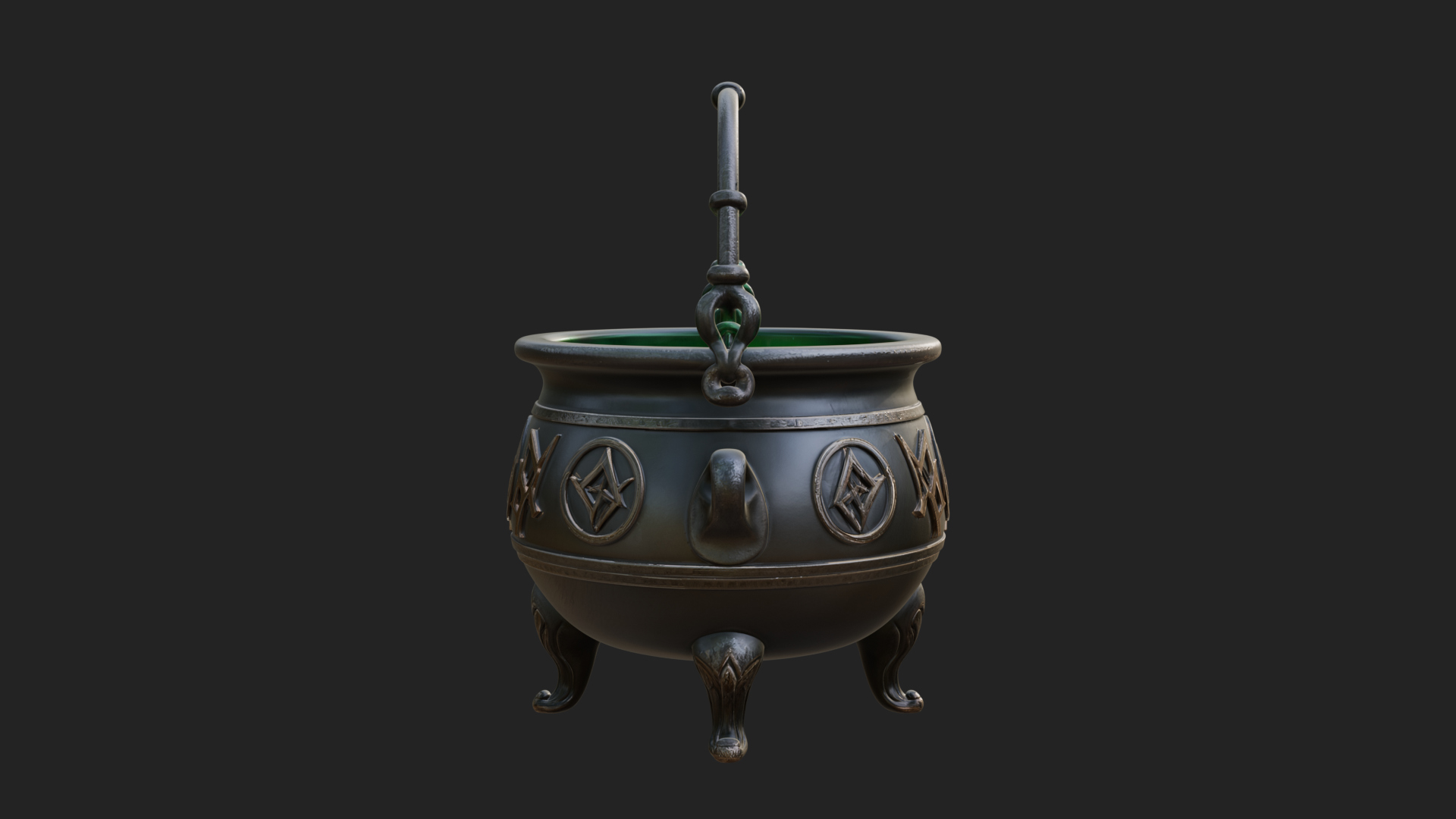 Bubbling Witch Cauldron Model Design 2 3D Print Model 3D Model