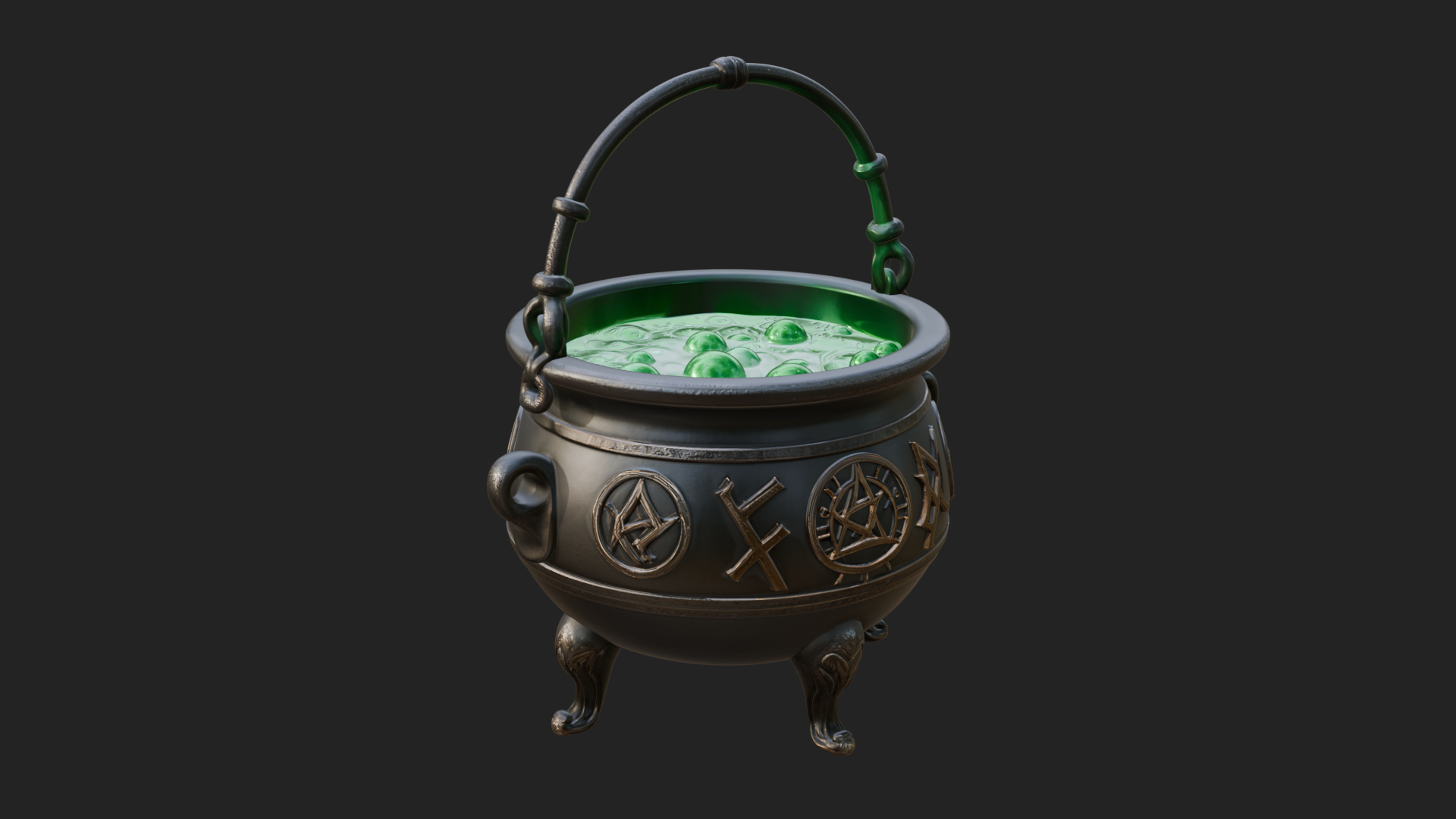 Bubbling Witch Cauldron Model Design 2 3D Print Model 3D Model