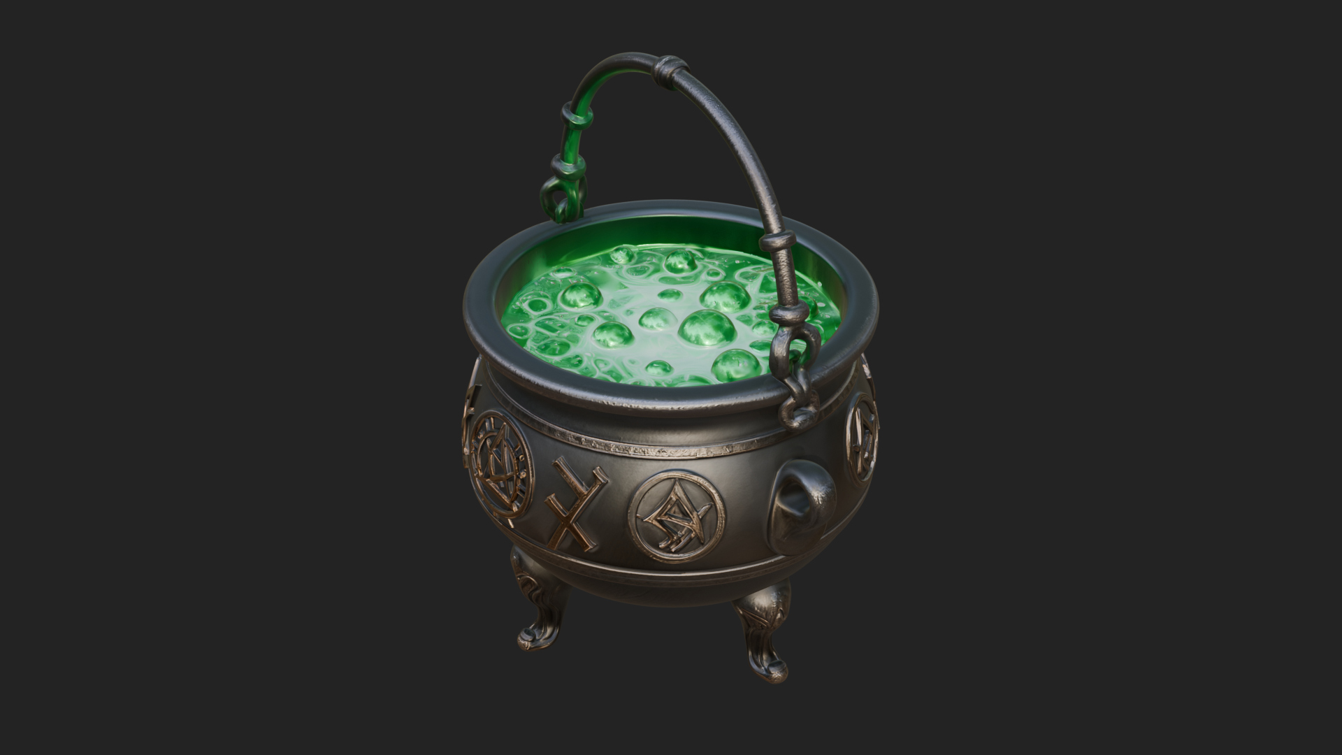 Bubbling Witch Cauldron Model Design 2 3D Print Model 3D Model