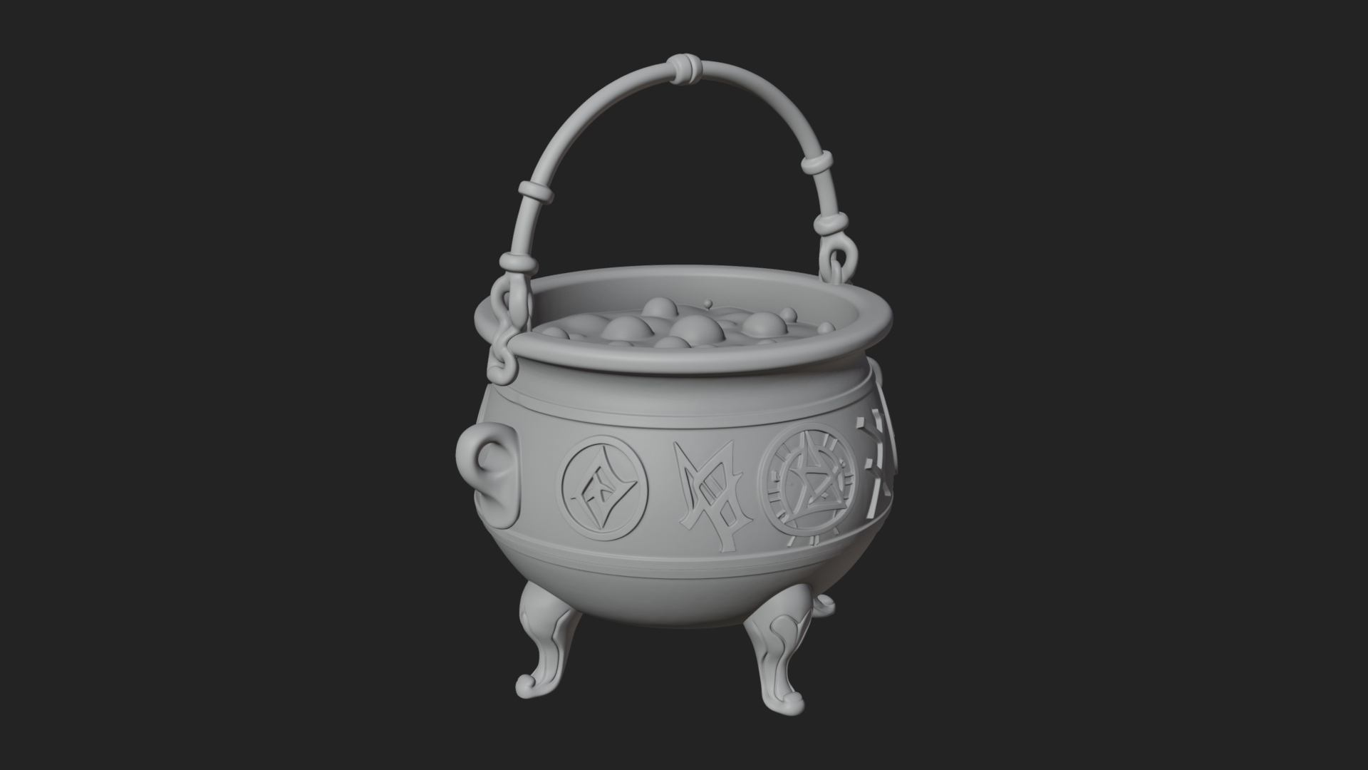 Bubbling Witch Cauldron Model Design 2 3D Print Model 3D Model