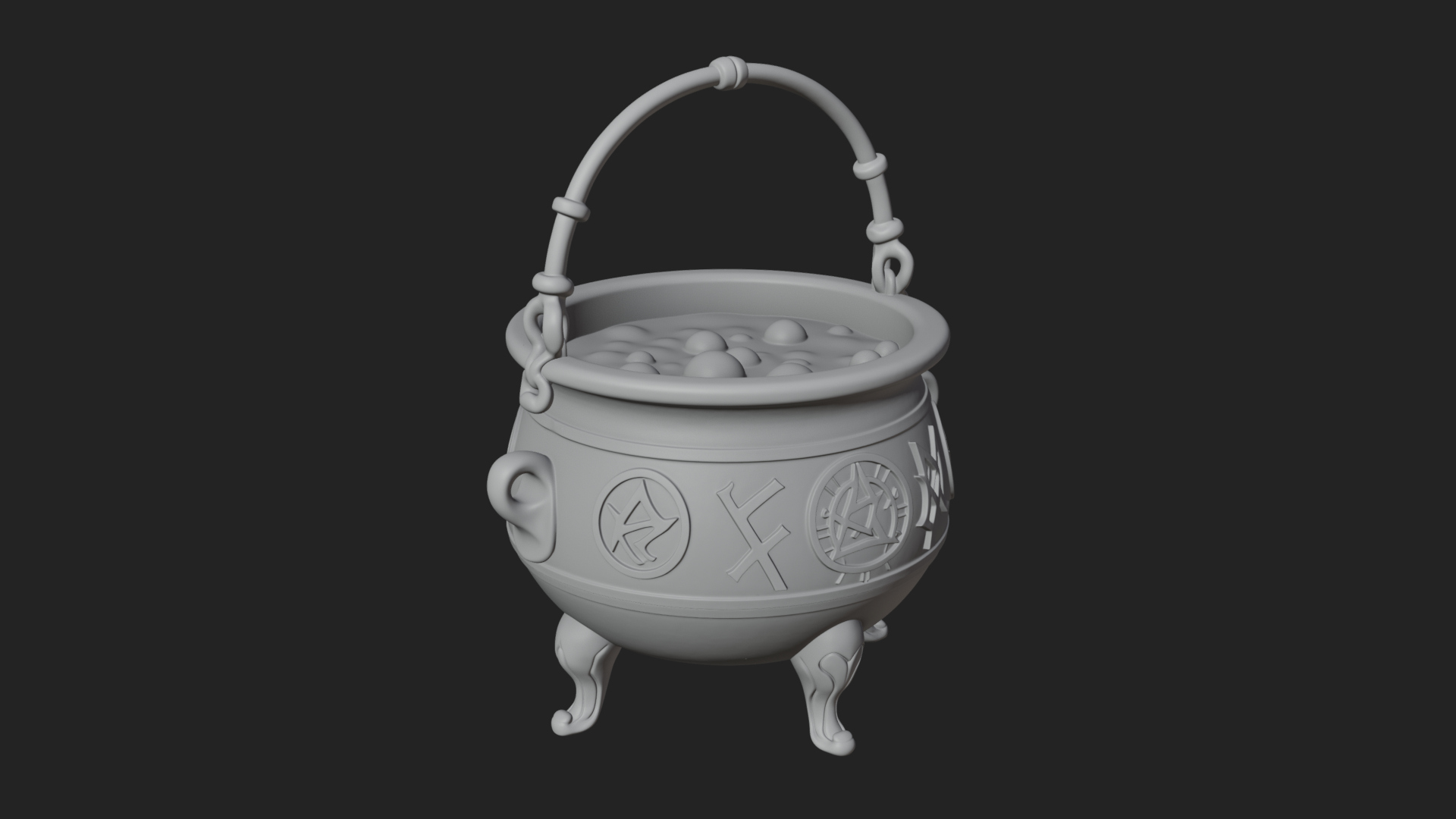 Bubbling Witch Cauldron Model Design 2 3D Print Model 3D Model