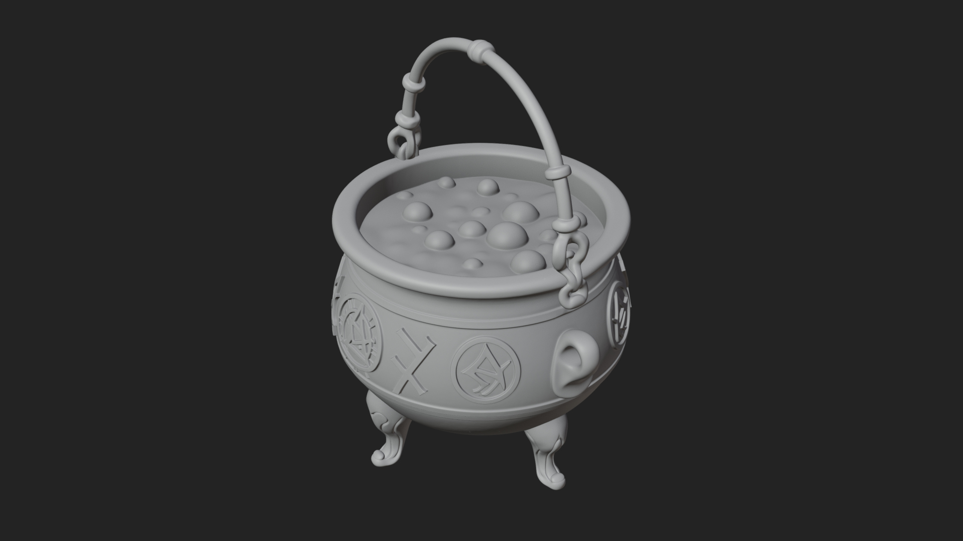 Bubbling Witch Cauldron Model Design 2 3D Print Model 3D Model