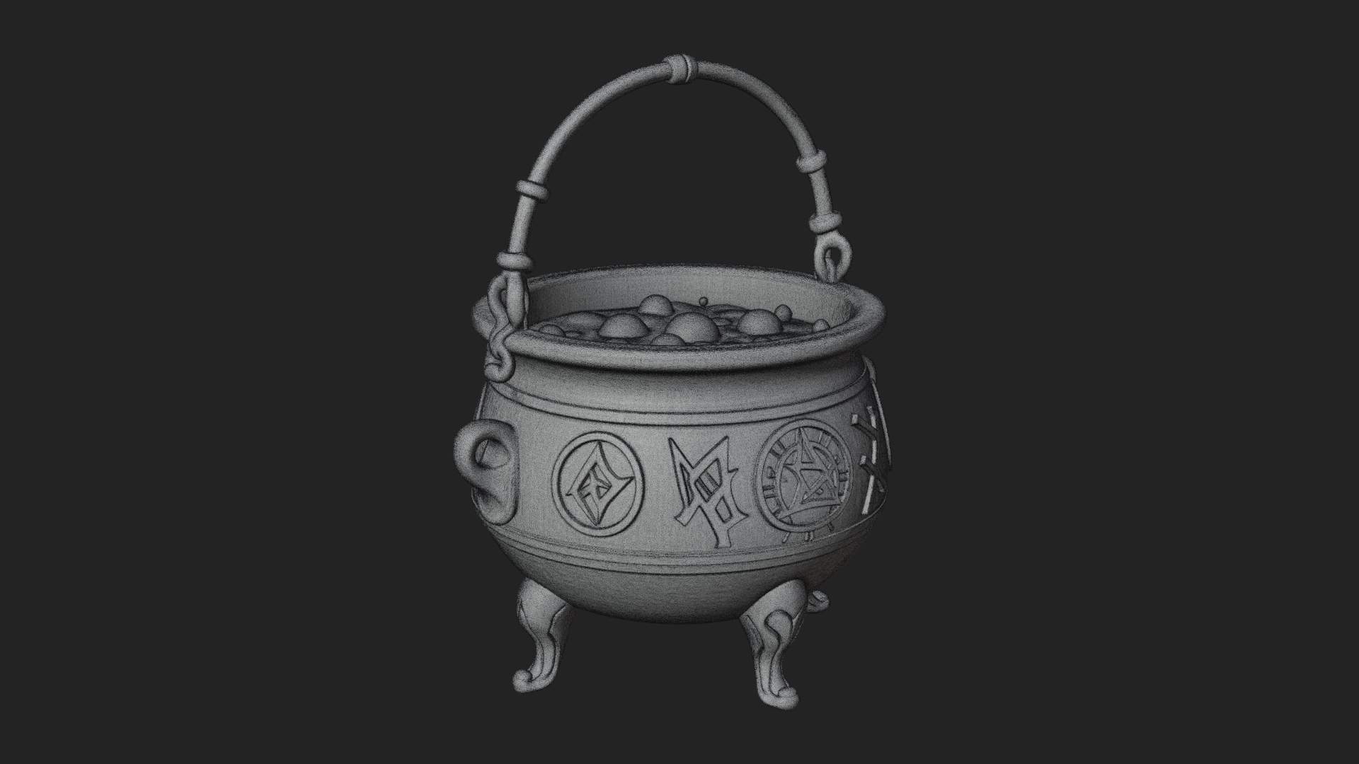 Bubbling Witch Cauldron Model Design 2 3D Print Model 3D Model