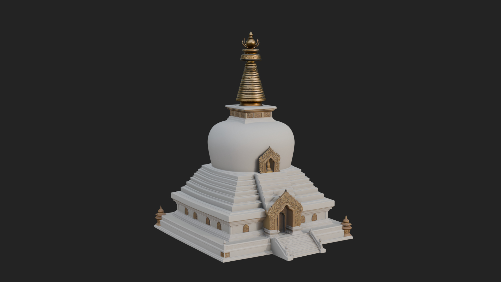 Buddhist Stupa Temple Design 1 3D Print Model 3D Model