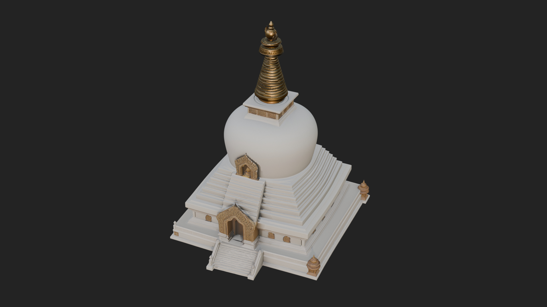 Buddhist Stupa Temple Design 1 3D Print Model 3D Model