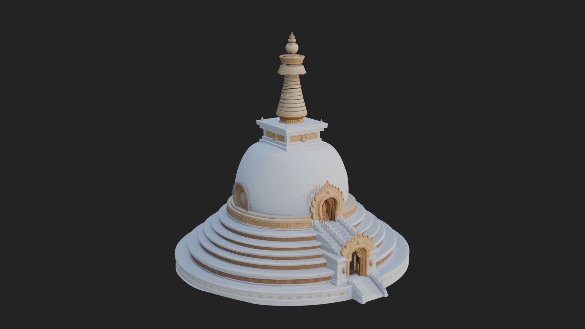 Buddhist Stupa Temple Design 2 3D Print Model 3D Model